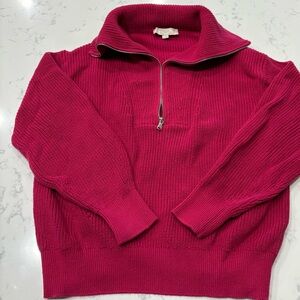 LOFT Fuchsia Zip-Up Sweater EUC